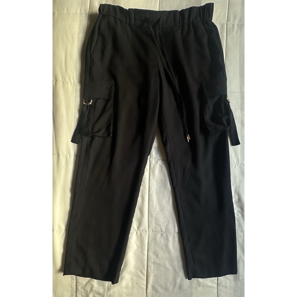 Michael Kors Lightweight Drawstring Dress Cargo Pants Women's Med Gold‎ Accents